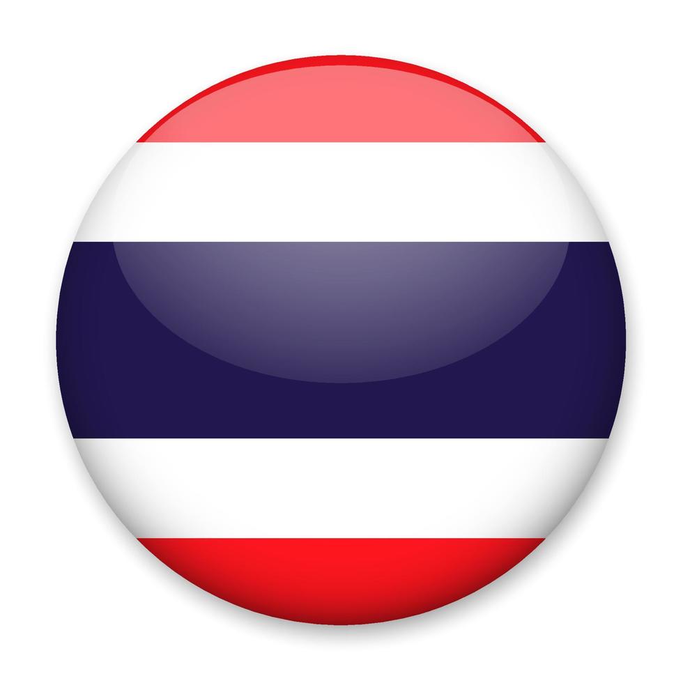 vlag van Thailand in de het formulier van een ronde knop met een licht schittering en een schaduw. de symbool van onafhankelijkheid dag, een souvenir, een knop voor schakelen de taal Aan de plaats, een icoon. vector