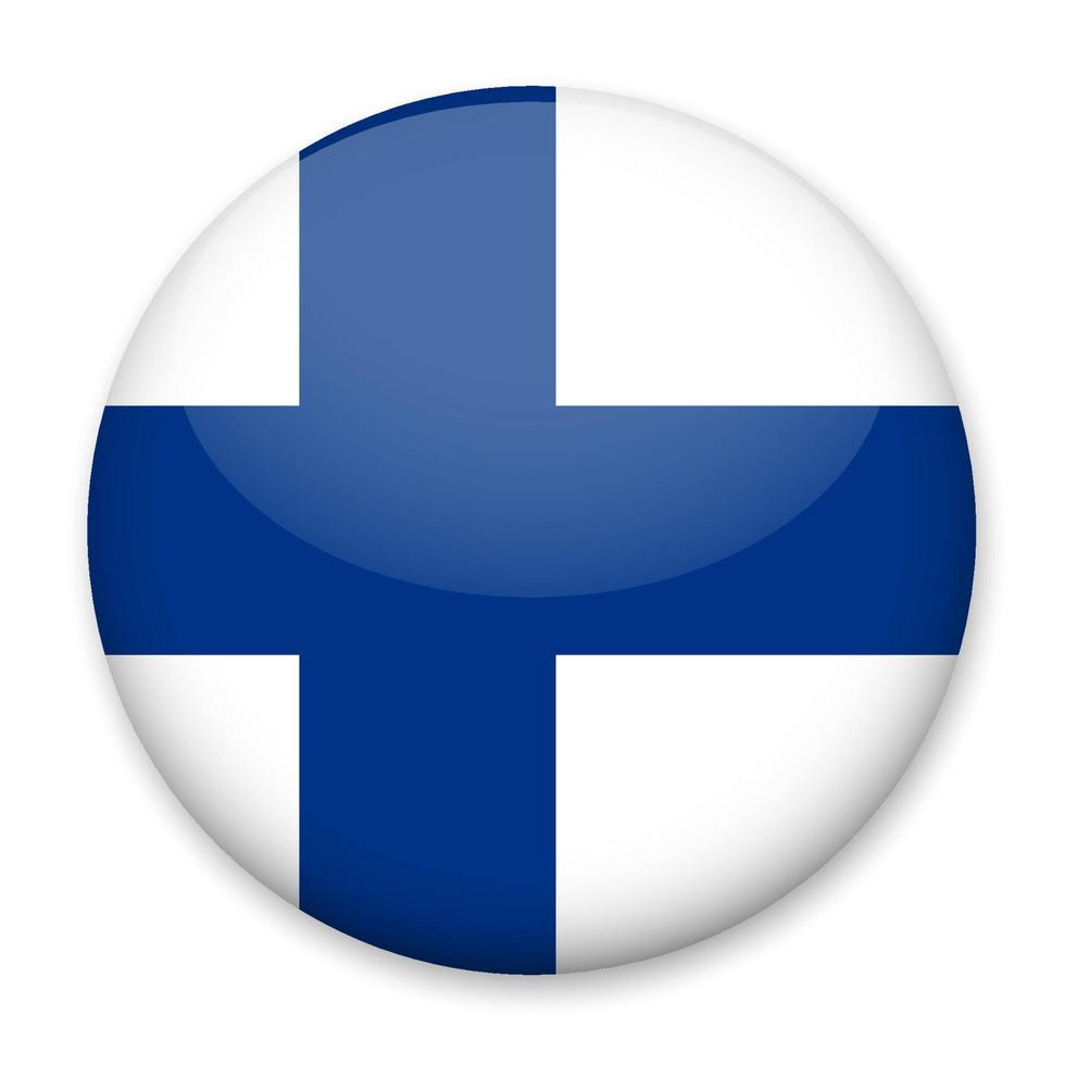 vlag van Finn in de het formulier van een ronde knop met een licht schittering en een schaduw. de symbool van onafhankelijkheid dag, een souvenir, een knop voor schakelen de taal Aan de plaats, een icoon. vector