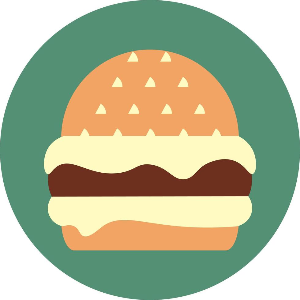 hamburger met een veel van kaas, illustratie, vector Aan een wit achtergrond.