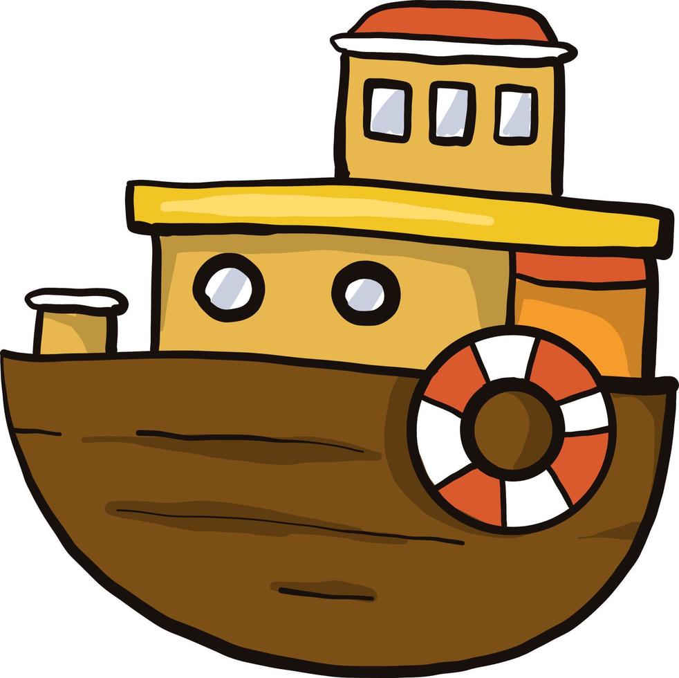 houten schip, illustratie, vector Aan een wit achtergrond.