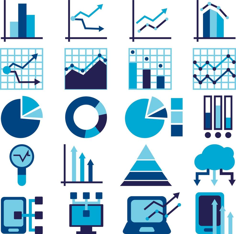 analytics icoon pak, illustratie, vector, Aan een wit achtergrond. vector