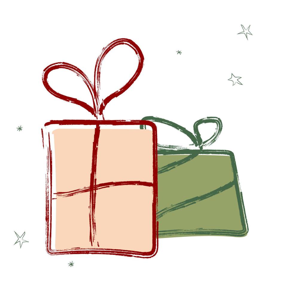 Kerstmis geschenken in rood, roze en groen kleuren. vakantie decoratie sjabloon. geïsoleerd Aan wit achtergrond. vector
