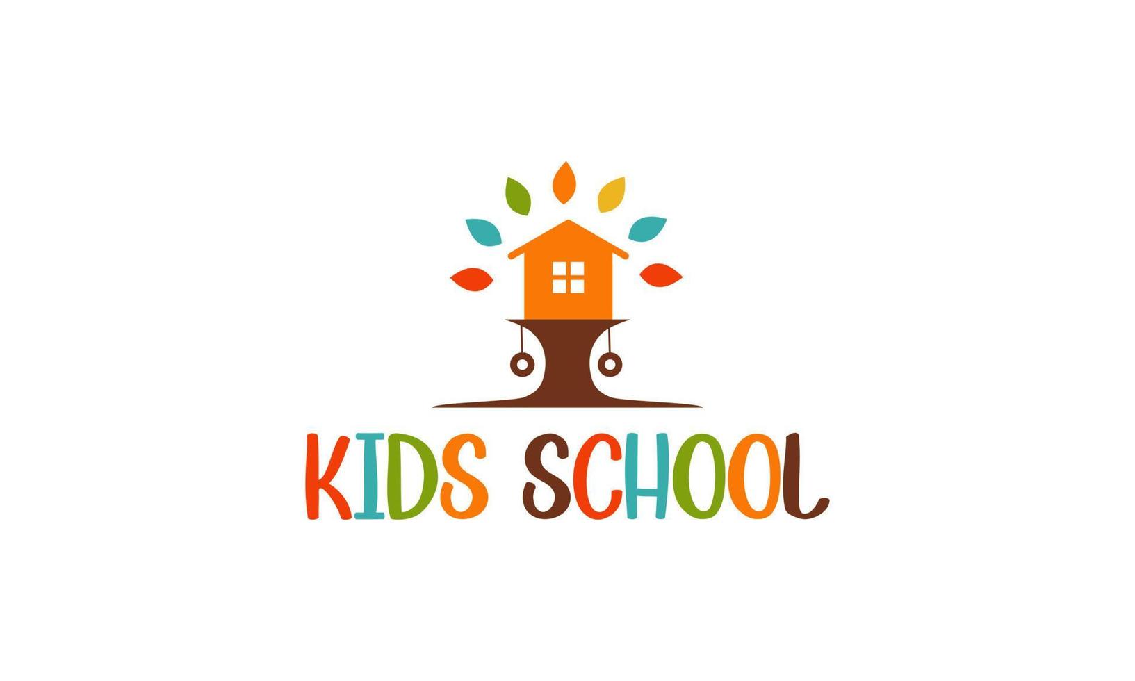 kiddie school- elementair kleurrijk vector logo ontwerp illustratie