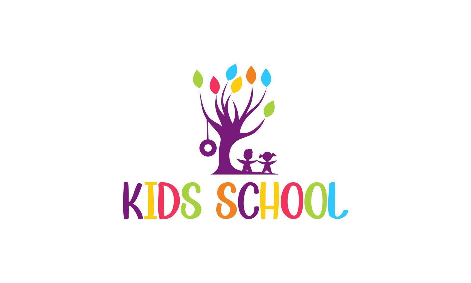 kiddie school- elementair kleurrijk vector logo ontwerp illustratie