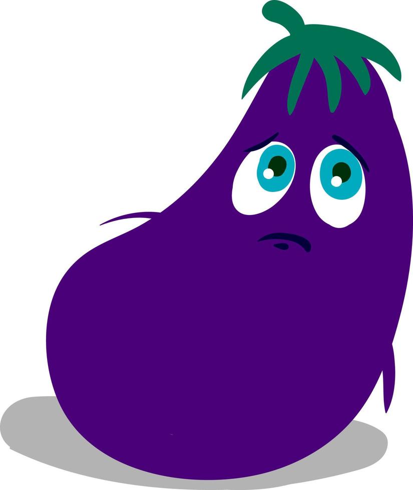 verdrietig aubergine, illustratie, vector Aan wit achtergrond.