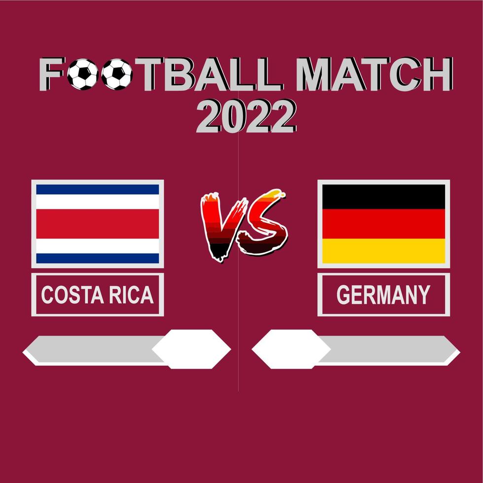 costa rica vs Duitsland Amerikaans voetbal wedstrijd 2022 sjabloon achtergrond vector voor schema, resultaat bij elkaar passen