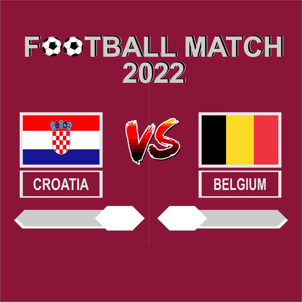 Kroatië vs belgie Amerikaans voetbal wedstrijd 2022 sjabloon achtergrond voor resultaat of schema bij elkaar passen vector