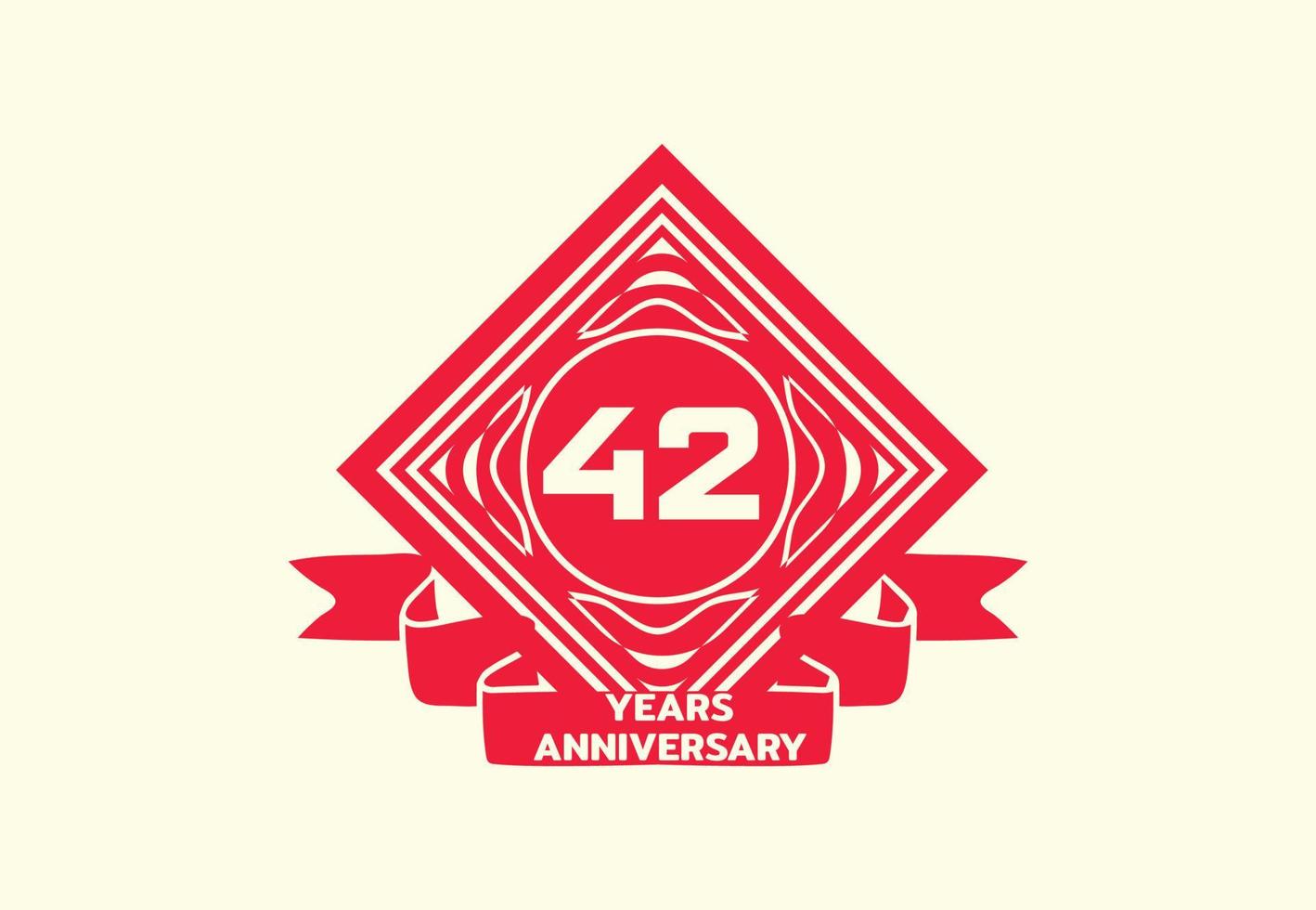 42 jaren verjaardag logo en sticker ontwerp sjabloon vector