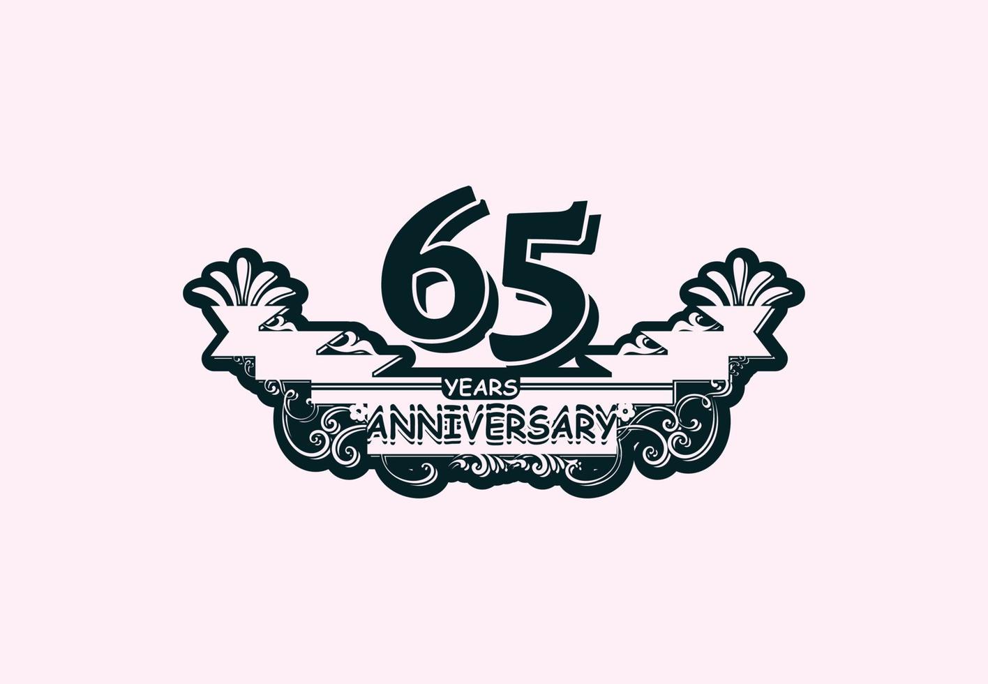 65 jaren verjaardag logo en sticker ontwerp sjabloon vector