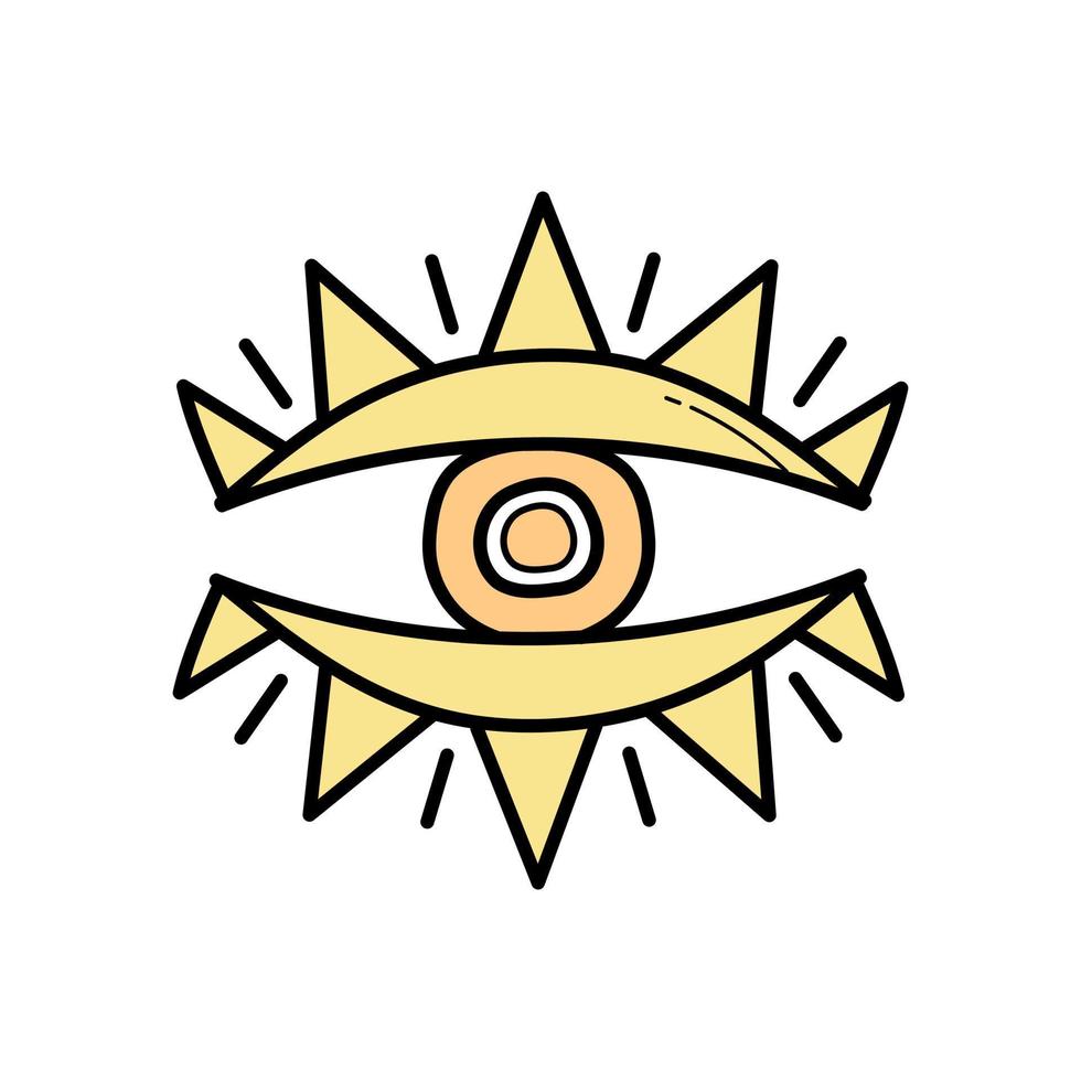 oog mysticus boho symbool. abstract zen oog teken voor ontwerp. tekening gemakkelijk icoon in geel kleur Aan wit. vector