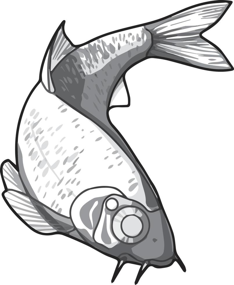 een marinier bedreigd vis. tekening gemaakt door hand- in tinten van grijs. voor kleuren boeken en uw boeken. vector
