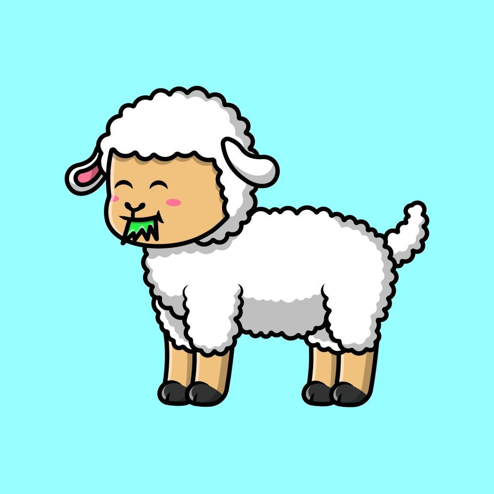 schattig schapen aan het eten gras tekenfilm vector pictogrammen illustratie. vlak tekenfilm concept. geschikt voor ieder creatief project.