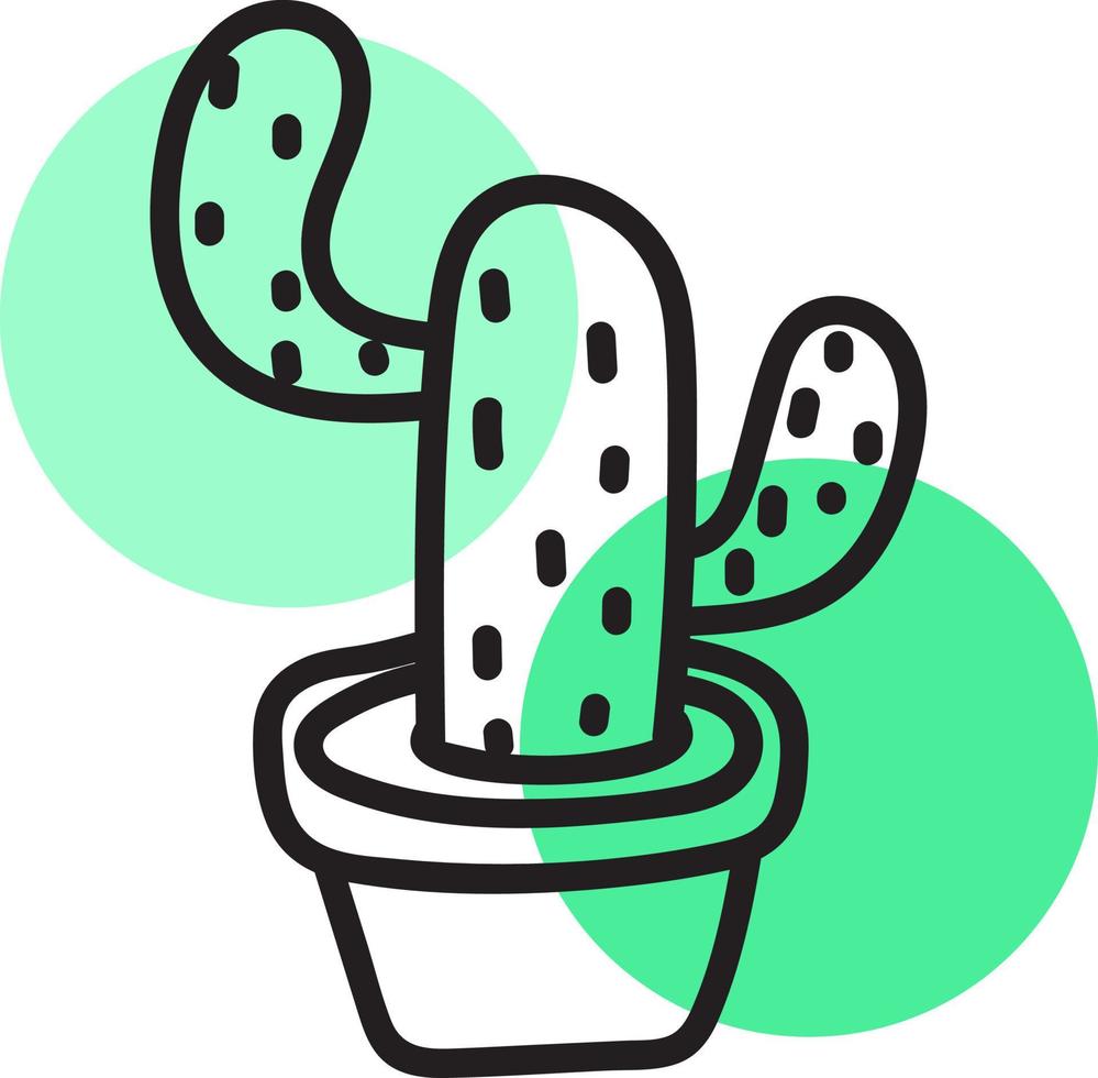 woestijn cactus in een pot, illustratie, vector Aan wit achtergrond.