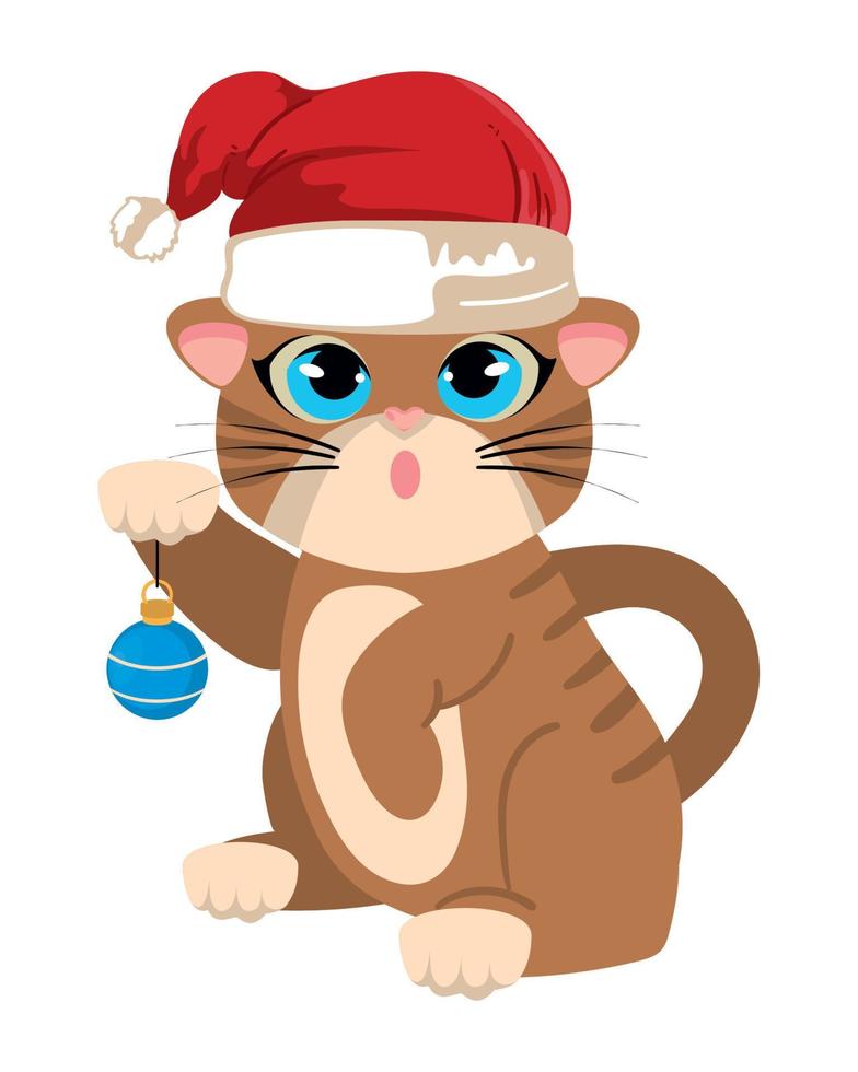 Kerstmis kat met hoed vector