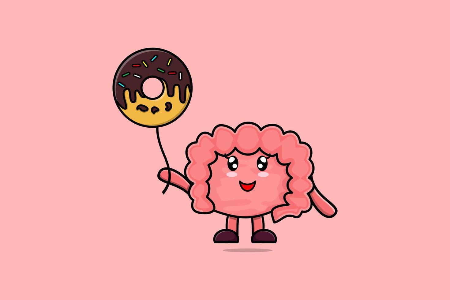 schattig tekenfilm darm vlotter met donuts ballon vector