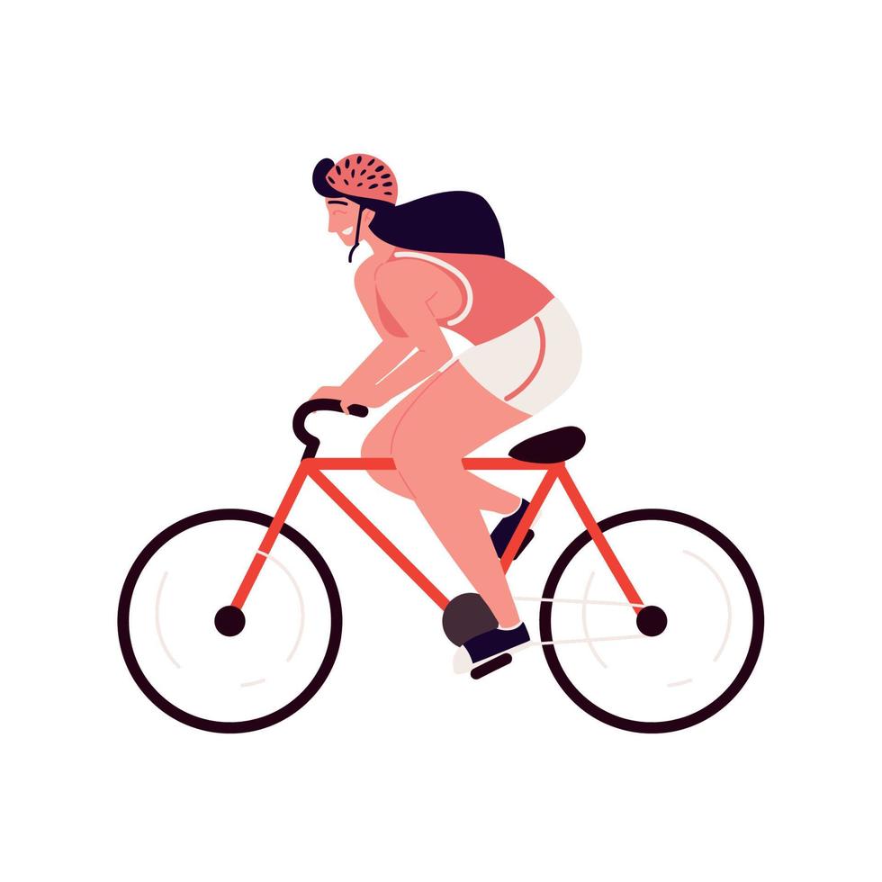 sportief vrouw rijden fiets vector