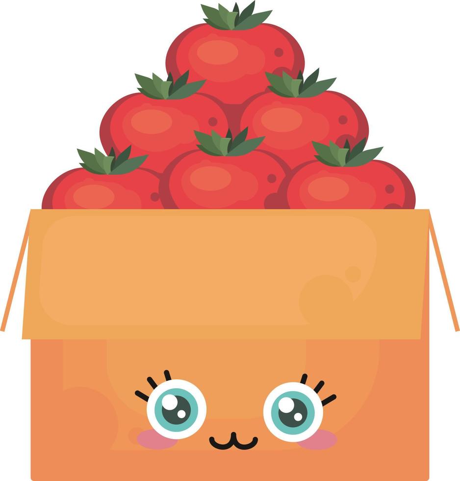 schattig doos van tomaten, illustratie, vector Aan wit achtergrond