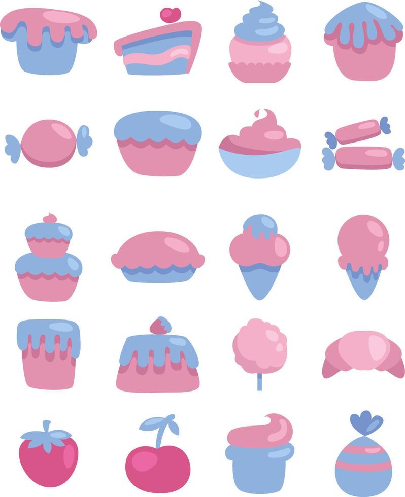 gebakken snoepgoed, illustratie, vector Aan een wit achtergrond.