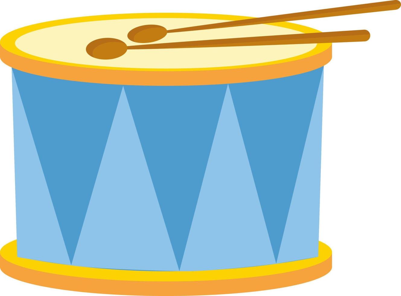 blauw trommel, illustratie, vector Aan wit achtergrond.