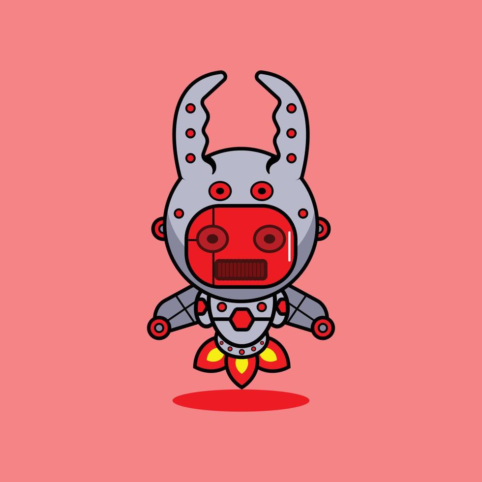 vector illustratie van tekenfilm karakter mascotte kostuum dier raket schattig robot vechter kever