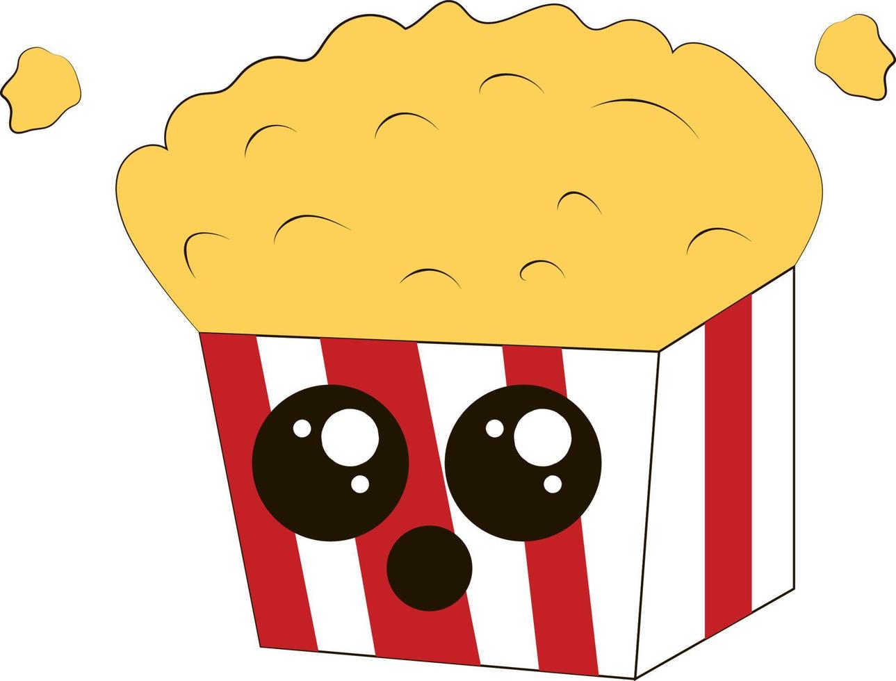 schattig popcorn pak, illustratie, vector Aan wit achtergrond.