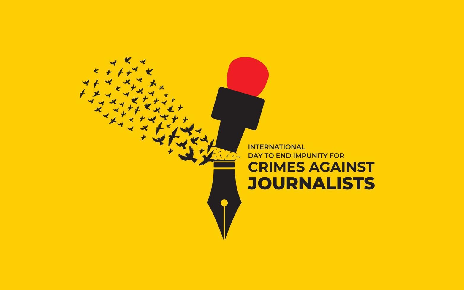 Internationale dag naar einde straffeloosheid voor misdaden tegen journalisten. creatief vector illustratie voor wereld druk op vrijheid dag concept.