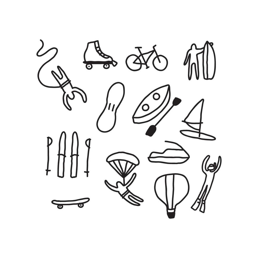 sport- doodled pictogrammen vector