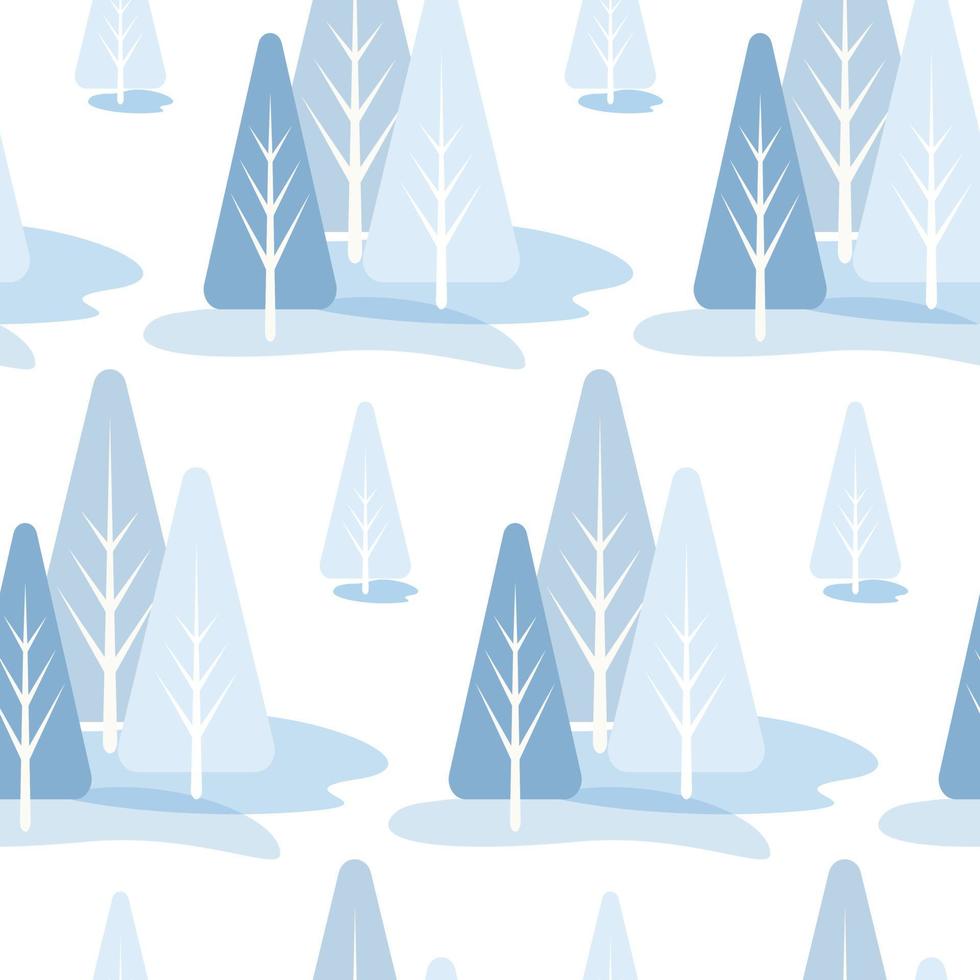 naadloos patroon van winter Woud met gemakkelijk bomen Aan geïsoleerd wit achtergrond. meetkundig ontwerp voor omhulsel papier, plakboek, groet kaart, viering van kerstmis, nieuw jaar, winter vakantie. vector