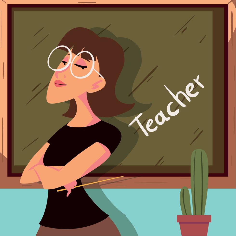 vrouw leraar en schoolbord vector