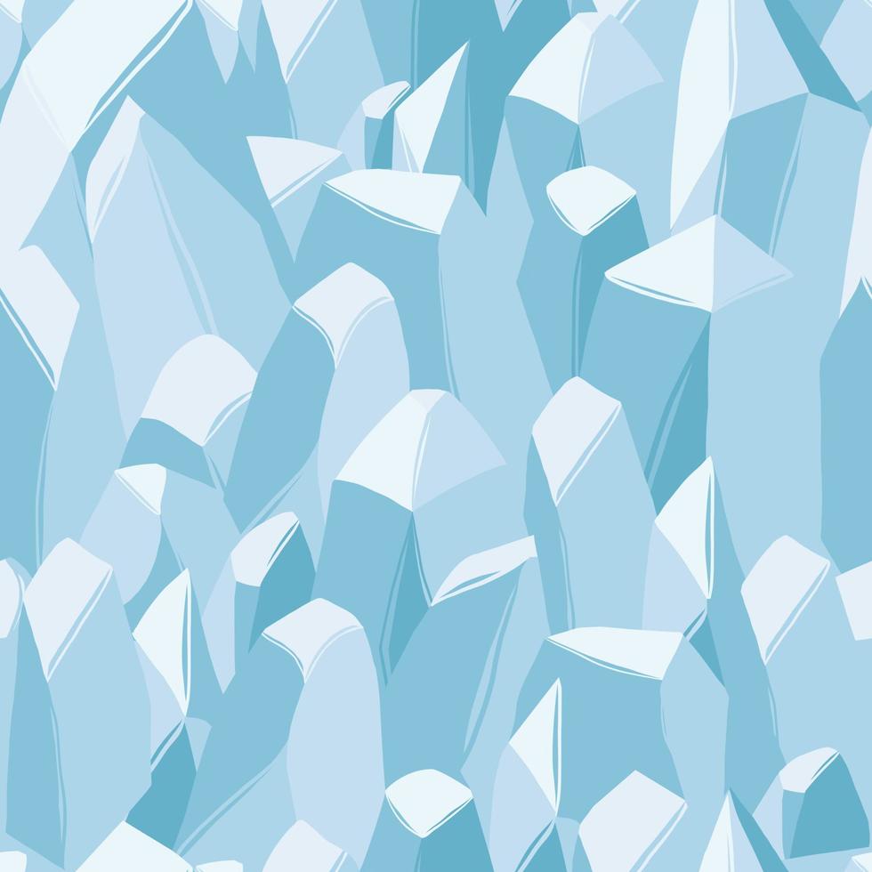ijs steen bergen kliffen naadloos patroon. sneeuw rotsachtig landschap achtergrond. vector illustratie