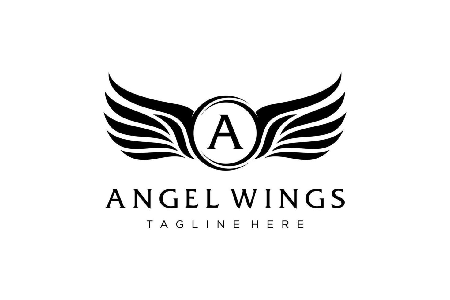 zwart brief een engel Vleugels logo vector