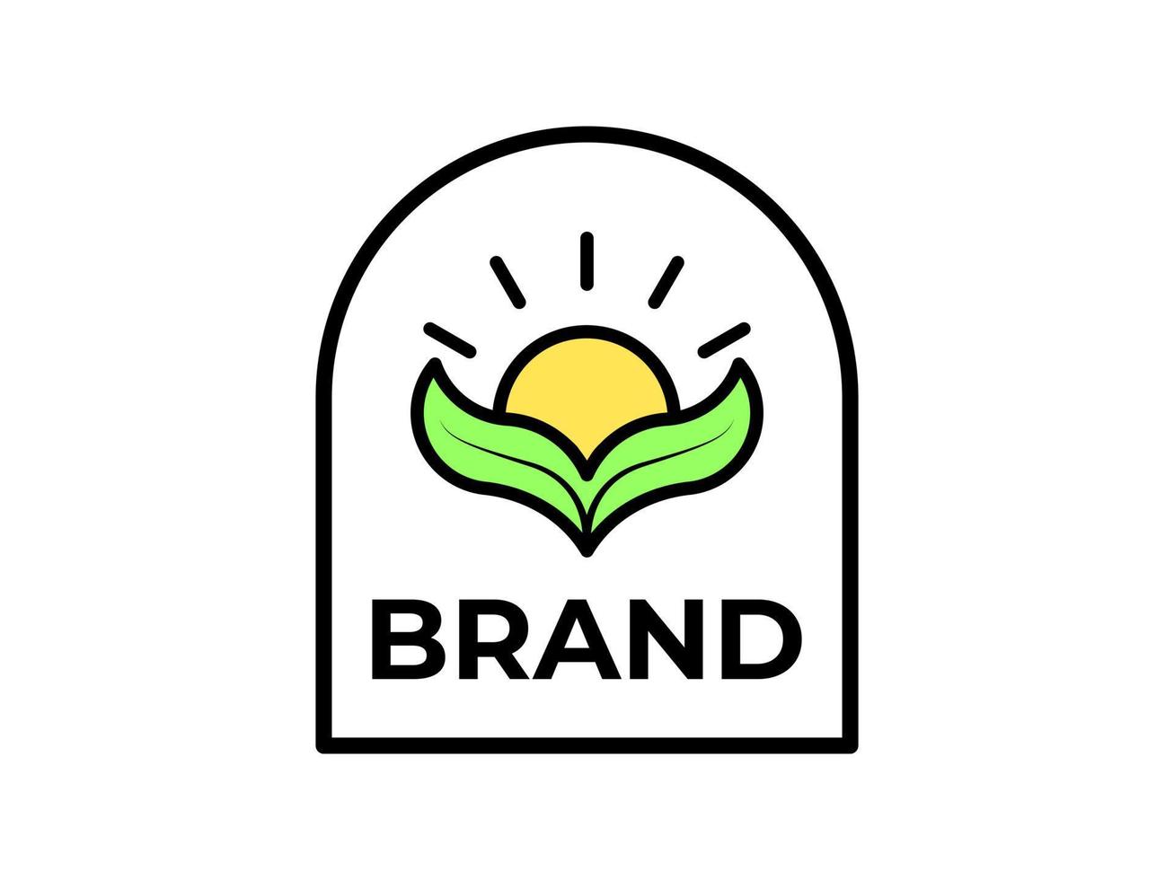 zon en blad logo ontwerp met elegant kader, geschikt net zo natuur of boer logo vector