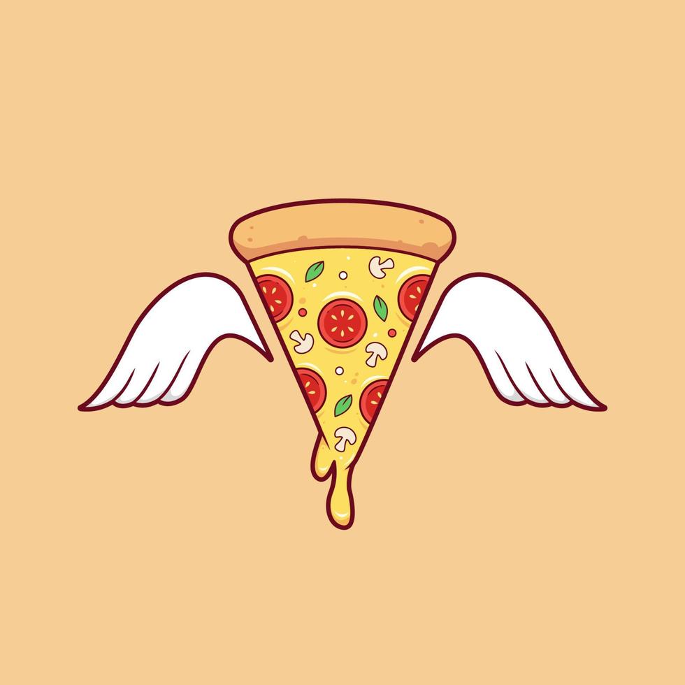 kaas pizza plak smelten met vleugel illustratie vector