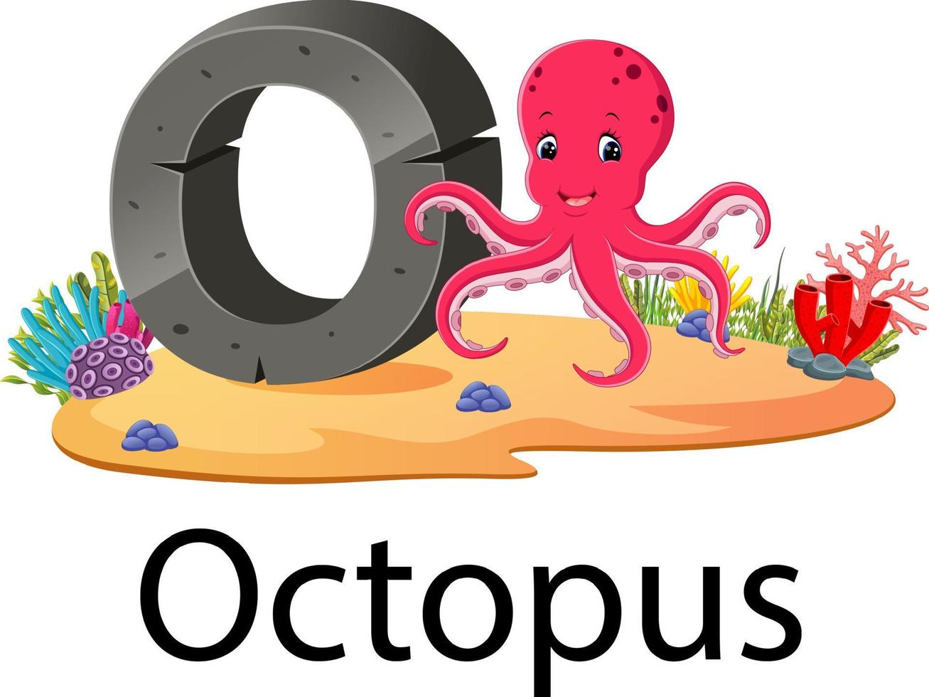 dierentuin dier alfabet O voor Octopus met de schattig dier vector