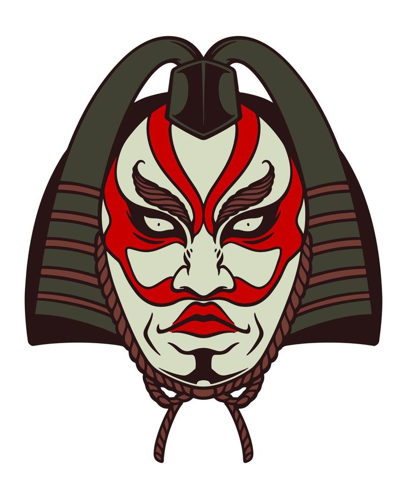 hand- getrokken wit rood zwart Japans traditioneel masker geïsoleerd Aan wit achtergrond. vector