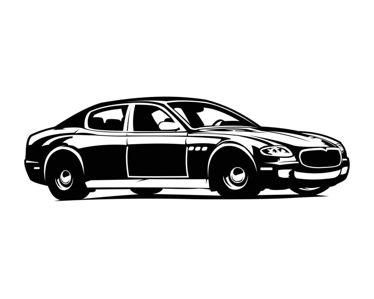 maserati quattroporte auto voor logo, insigne, embleem. geïsoleerd wit achtergrond visie van kant. vector illustratie beschikbaar in eps 10.