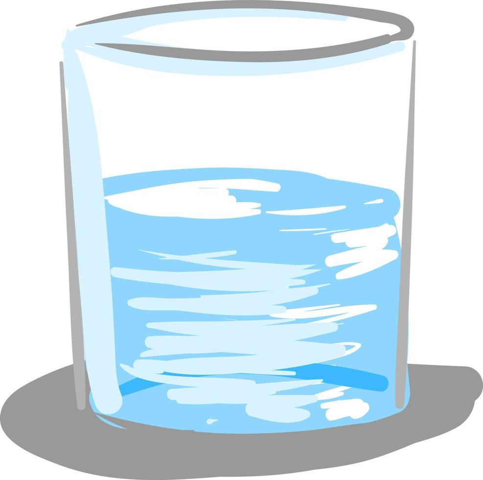 een glas van water, vector of kleur illustratie.