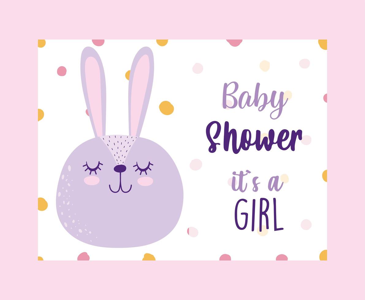 baby shower geslacht onthullen kaart met schattig konijn vector