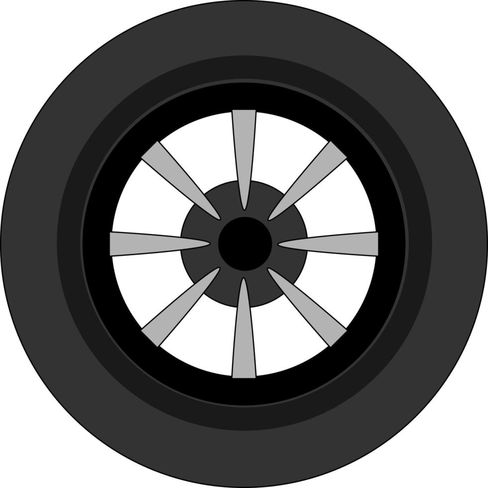 auto wiel, illustratie, vector Aan wit achtergrond.