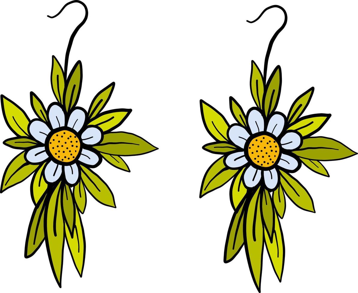 bloem oorbellen, illustratie, vector Aan wit achtergrond.