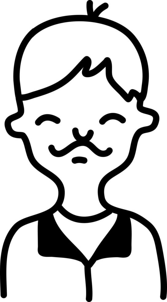 Mens met dun snor, illustratie, vector Aan een wit achtergrond