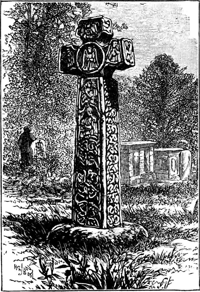 Saksisch kruis, wijnoogst illustratie. vector