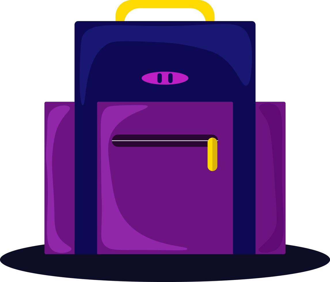 Purper school- tas, illustratie, vector Aan wit achtergrond.