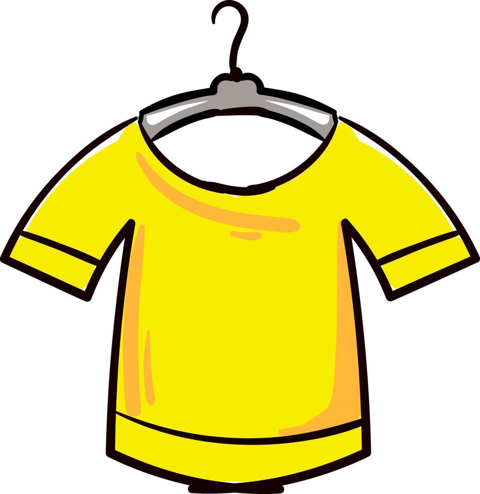 geel kort shirt, illustratie, vector Aan wit achtergrond.