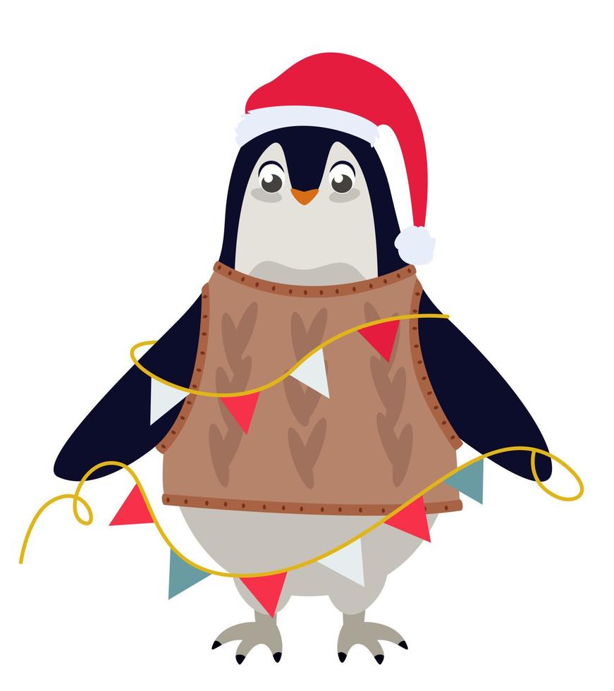 pinguïn met Kerstmis decoraties. vector