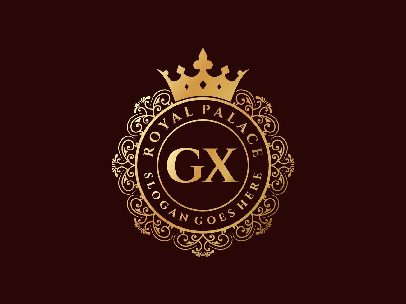 brief gx antiek Koninklijk luxe Victoriaans logo met sier- kader. vector