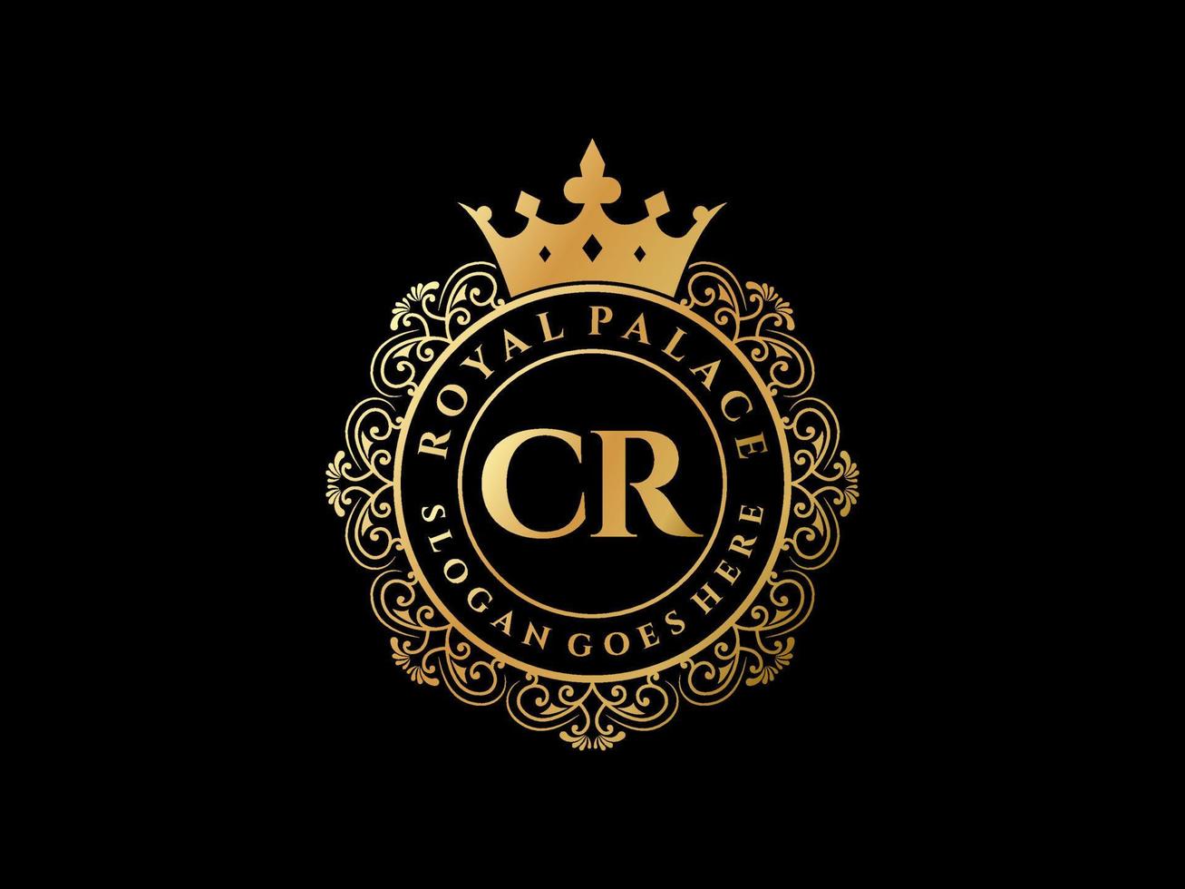 brief cr antiek Koninklijk luxe Victoriaans logo met sier- kader. vector
