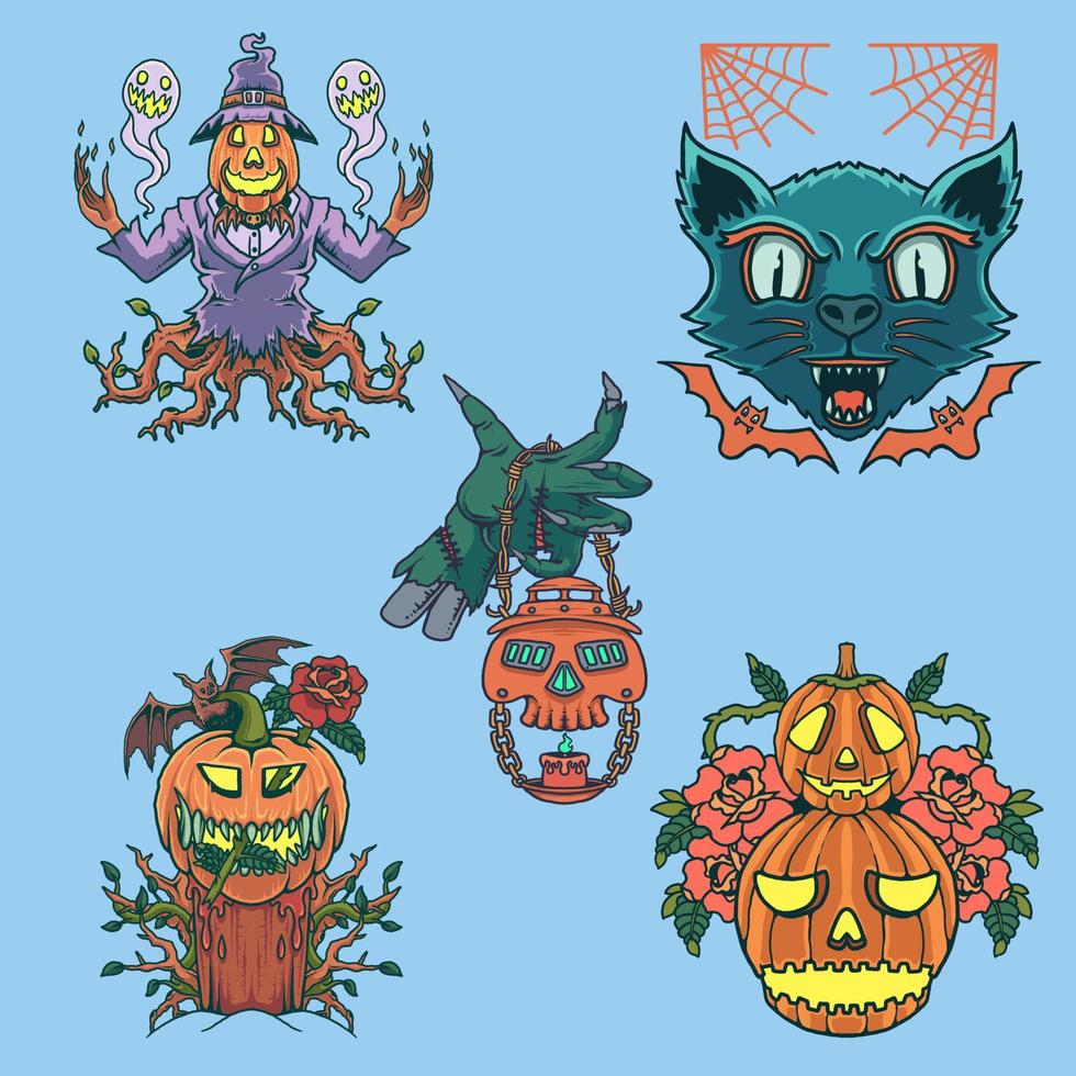 halloween afdrukken reeks vector