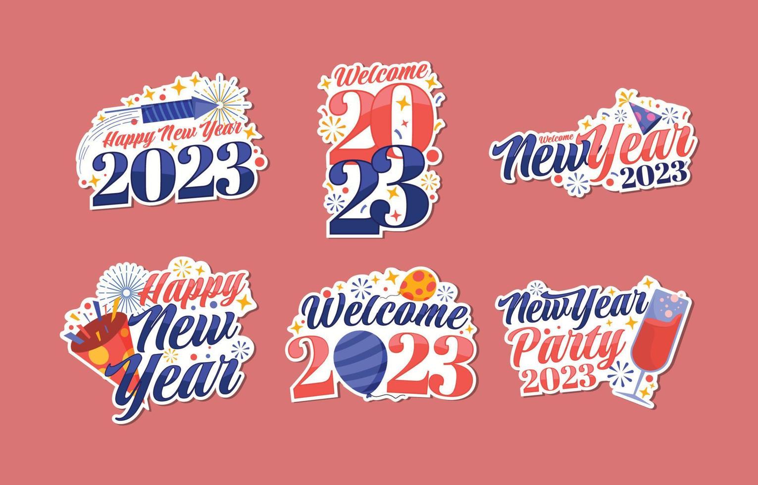 nieuw jaar feest 2023 groet babbelen sticker vector