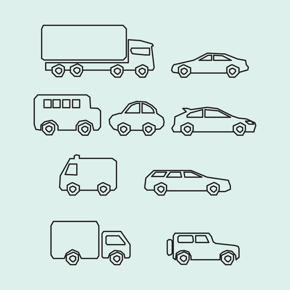 schattig abstract voertuigen pictogrammen vector